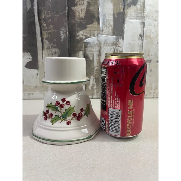 White Christmas Ceramic Holly Berry Votive Pillar Candle Holder Japan - Picture 7 of 12